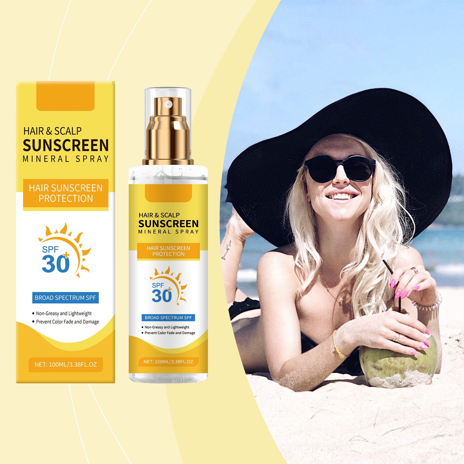 Hair Care Set - Ginger Root Scalp Sunscreen Spray SPF30