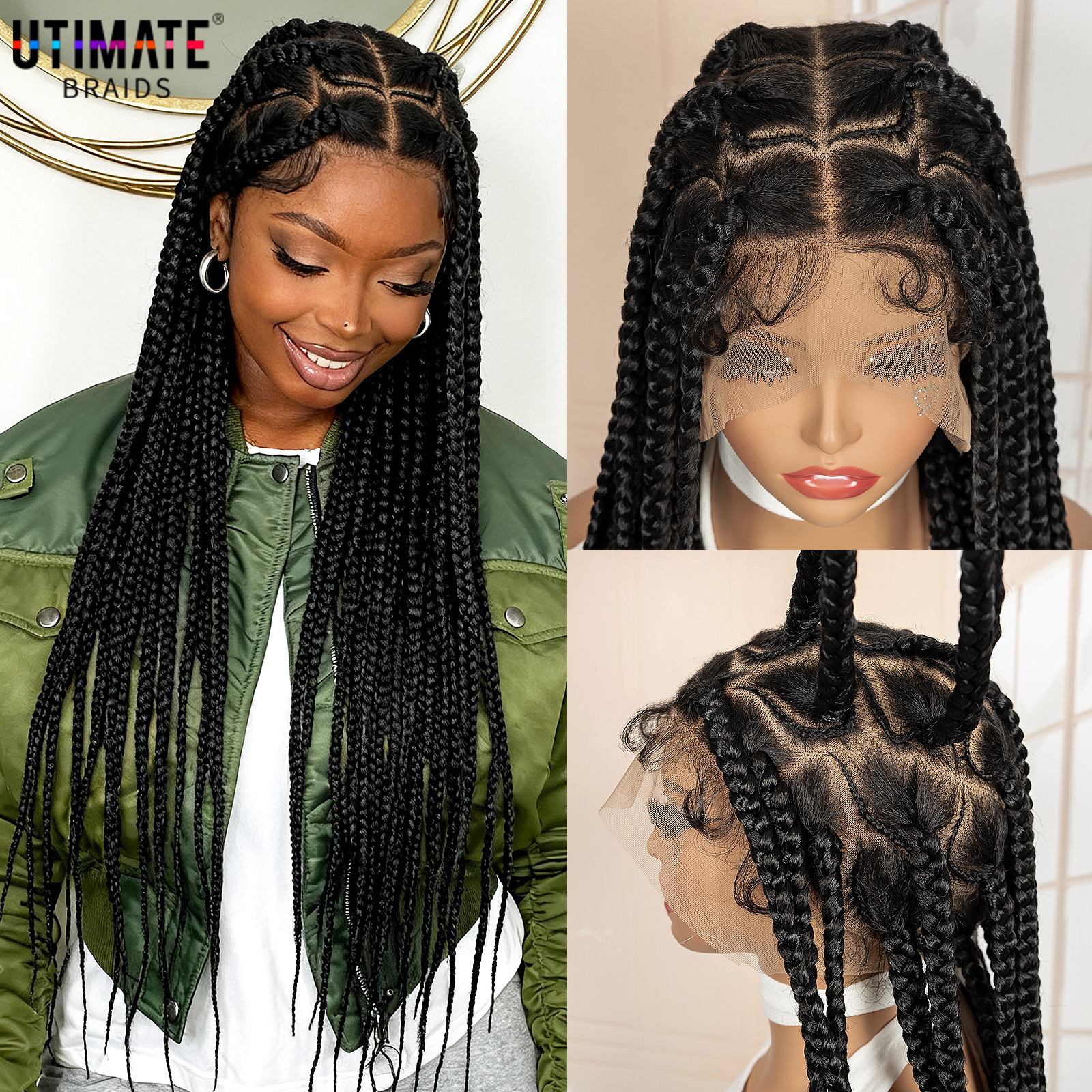 Synthetic Full Lace Braided Wi - đánh giá và giá Braiding Hair Kanekalon