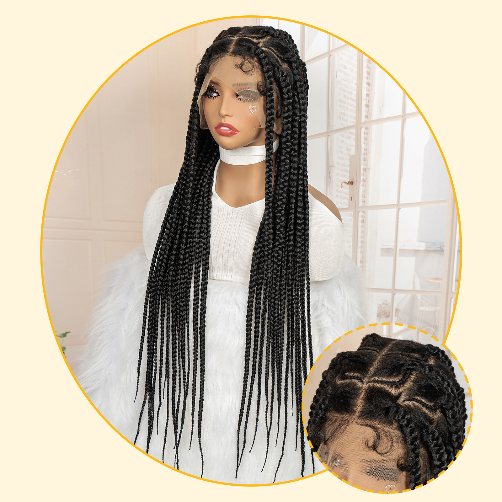 Synthetic Full Lace Braided Wi - đánh giá và giá Braiding Hair Kanekalon