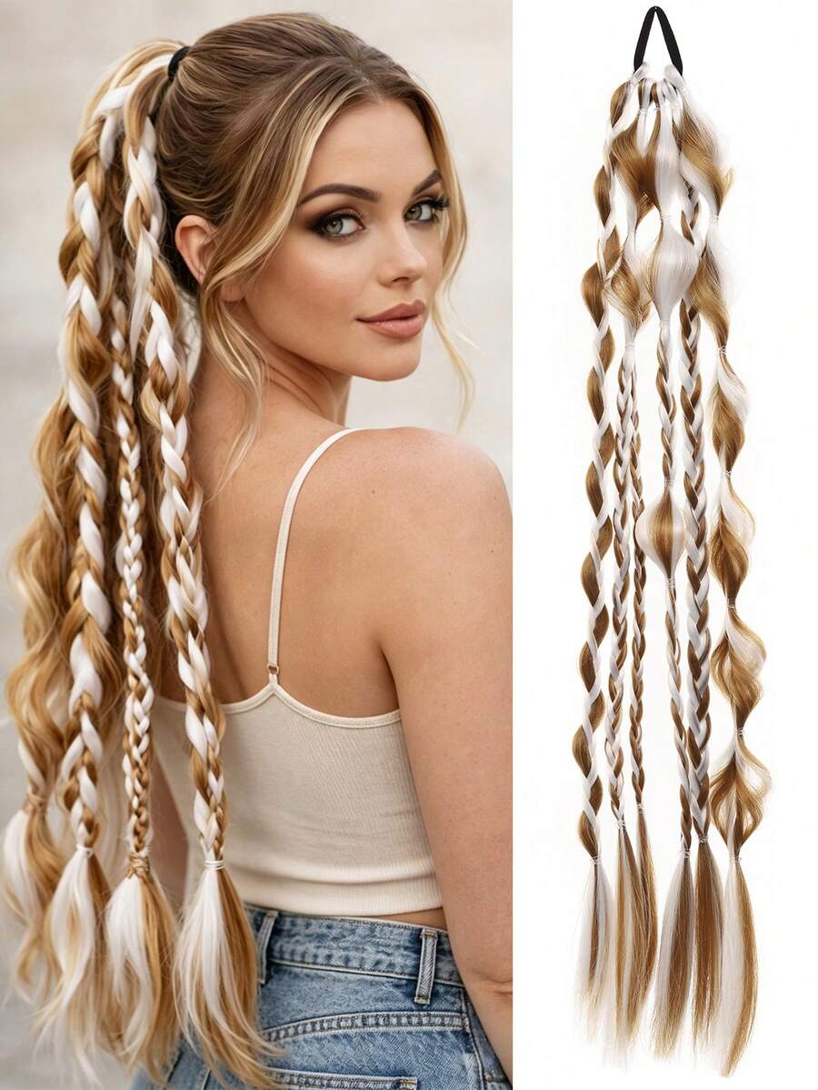 Synthetic Braided Ponytail Wig - đánh giá và giá Braiding Hair Kanekalon