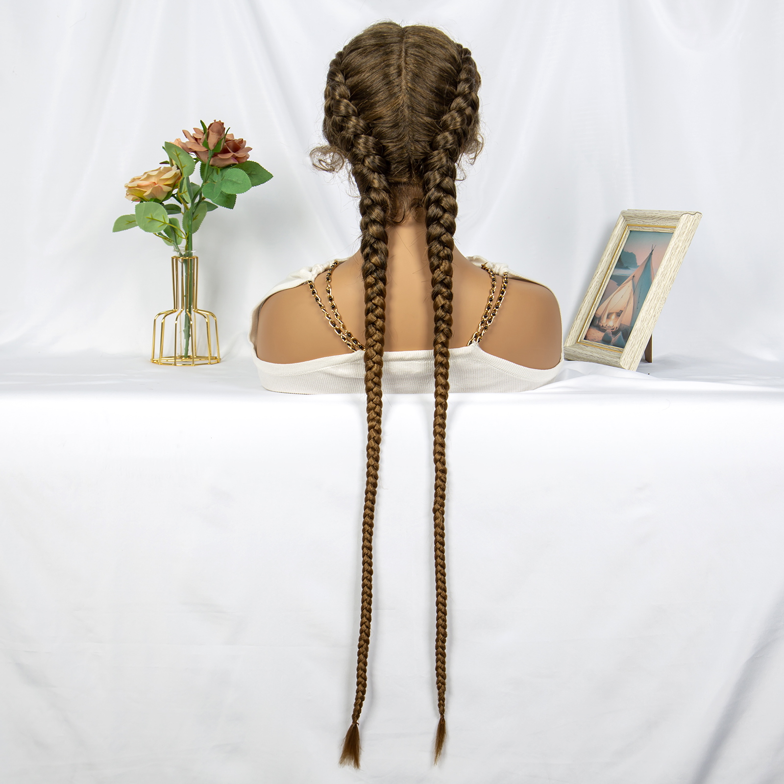 Brown Synthetic Braided Wigs C - đánh giá và giá Braiding Hair Kanekalon