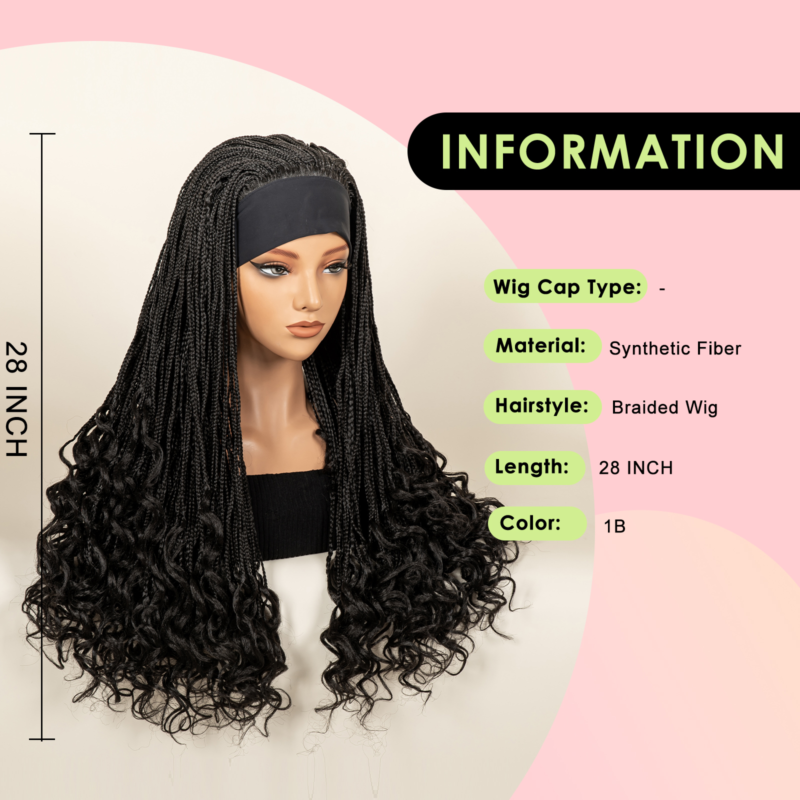 Headband  Braided Wig Syntheti - đánh giá và giá Braiding Hair Kanekalon