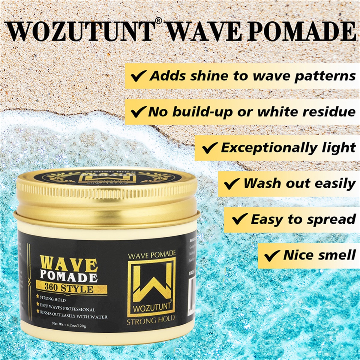 WOZUTUNT 120g Wave Control Pom - đánh giá và giá Hair Care For Wavy Hair